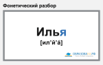 Фонетический разбор слова «Илья»