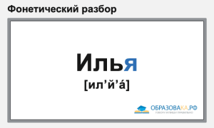 Фонетический разбор слова «Илья»