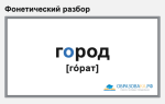 Фонетический разбор слова «город»