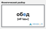Фонетический разбор слова «обед»