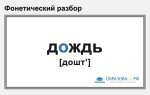 Фонетический разбор «дождь»