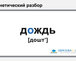 Фонетический разбор «дождь»