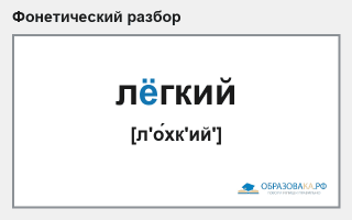 Фонетический разбор слова «лёгкий»