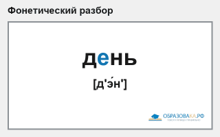 Фонетический разбор слова «день»