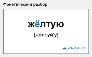 Фонетический разбор слова «жёлтую»