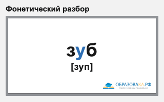 Фонетический разбор слова «зуб»