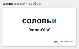 Фонетический разбор слова «соловьи»