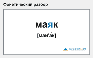 Фонетический разбор слова «маяк»