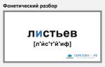 Фонетический разбор слова «листьев»