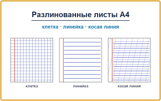 Разлинованные листы А4 для печати — клетка, линейка, косая линия