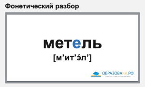 Фонетический разбор слова «метель»