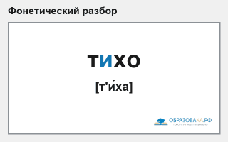 Фонетический разбор слова «тихо»