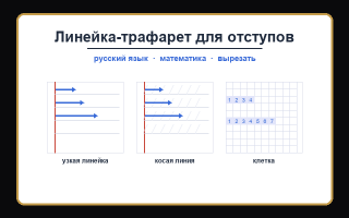 Линейка-трафарет для отступов в тетради — распечатать бесплатно