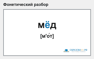 Фонетический разбор слова «мёд»